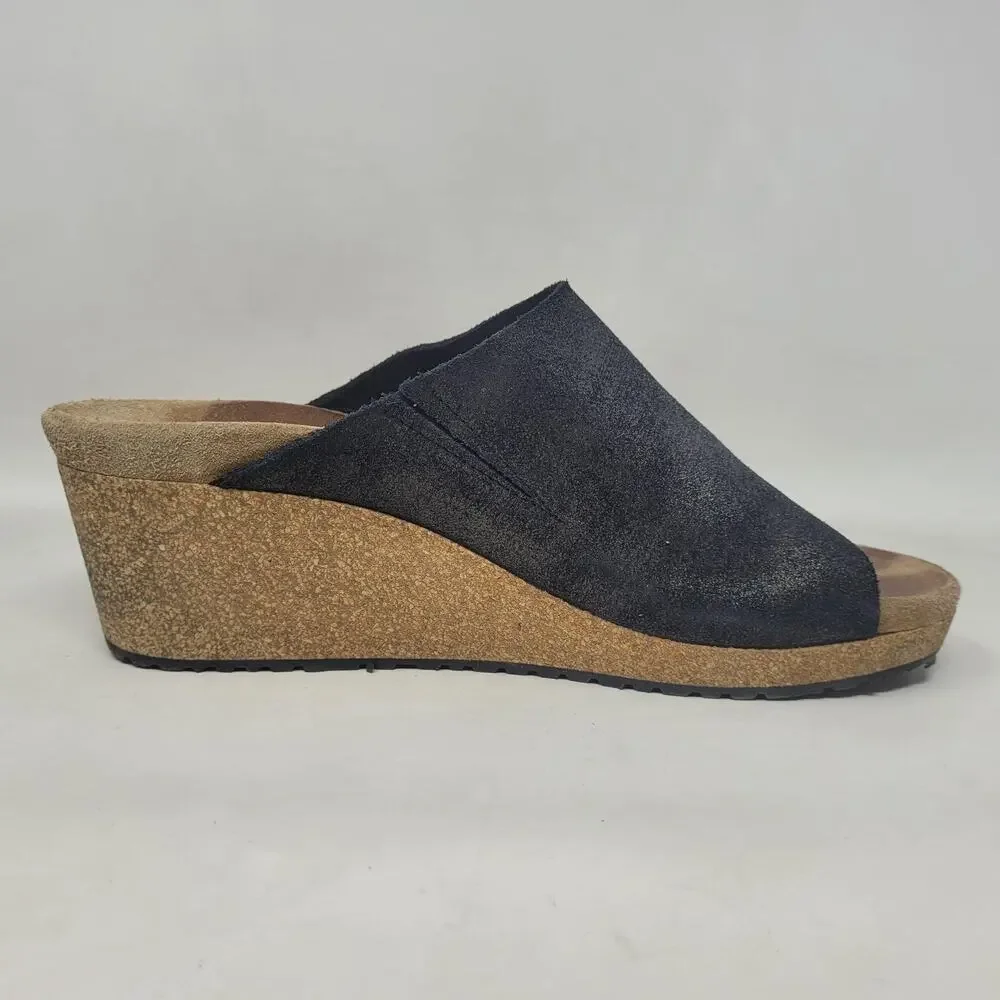 Papillio Birkenstock Sandals EU40 US9.5 Black Suede Namica Wedge Comfort Slip On